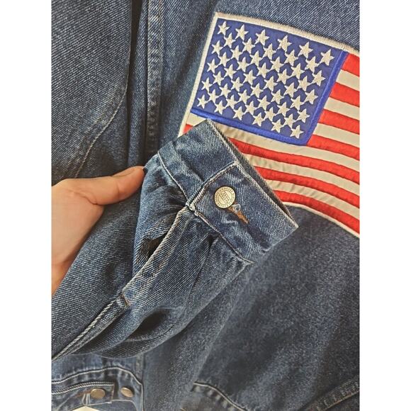 Eagles‎ Ridge Embroidered Denim Jacket Mens L American Flag Patriotic - Picture 6 of 7